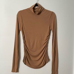 Rebecca Taylor Long Sleeve Ruch Seam Turtleneck